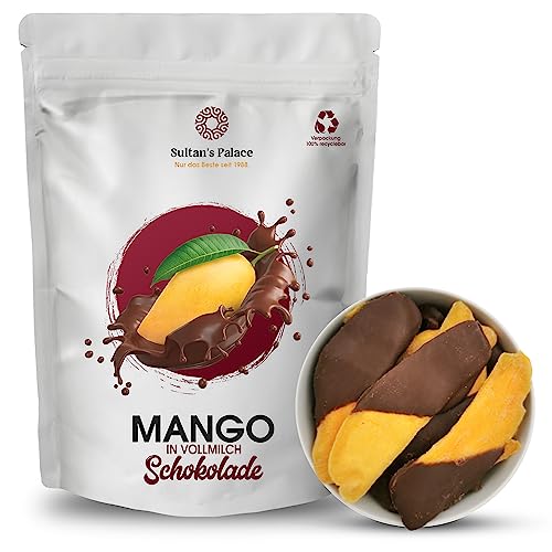 Sultan’s Palace Getrocknete Mango in Vollmilch Schokolade I 200g I Schokoladenfrüchte – Geschenkidee für jedes Alter I Trockenobst in Schokomantel I Made in Europe I Vegan von Sultan's Palace