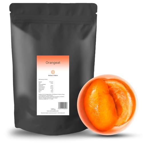 Sultan’s Palace Orangeat Halbe Schalen – Kandierte Orangen zum Backen – Beste Premium Qualität – Orangenscheiben – Aroma Orange – Natürliches Aroma für Christstollen (Vegan) von Sultan's Palace
