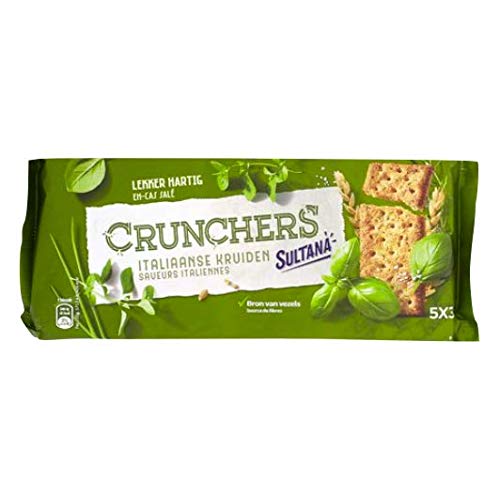 Italienische Gewürz-Keks-Teil-Sätze | Sultana | Crunchers Italienische Kräuter 5 x 3 Stück | Gesamtgewicht 175 Gramm Italienische Gewürz-Keks-Teil-Sätze | Sultana | Crunchers Italienische Kräuter 5 x 3 Stück | Gesamtgewicht 175 Gramm von Sultana