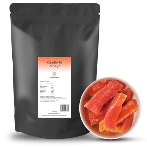 Sultan’s Palace Kandierte Papaya – Beste Premium Qualität – Exotische Trockenfrucht als Snack und Besondere Süßigkeit – Getrocknete Früchte (Vegan, Glutenfrei) (200gr) von Sultan's Palace