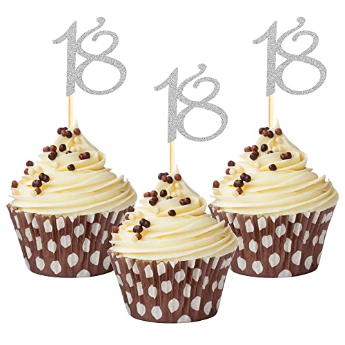 Sumerk Cupcake-Dekoration, 18 Stück, Schwarz, Glitzer, 18. Geburtstag, Party-Dekorationen Kuchendekorationen S von Sumerk