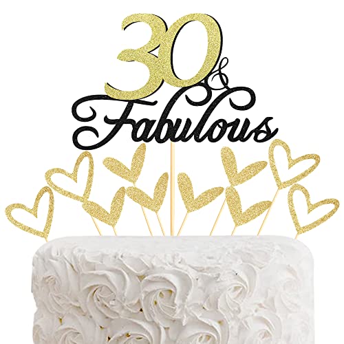 Sumerk Cupcake-Topper mit Glitzer-Motiv und 30. Geburtstag für 30. Geburtstag, Partydekoration, 25 Stück von Sumerk
