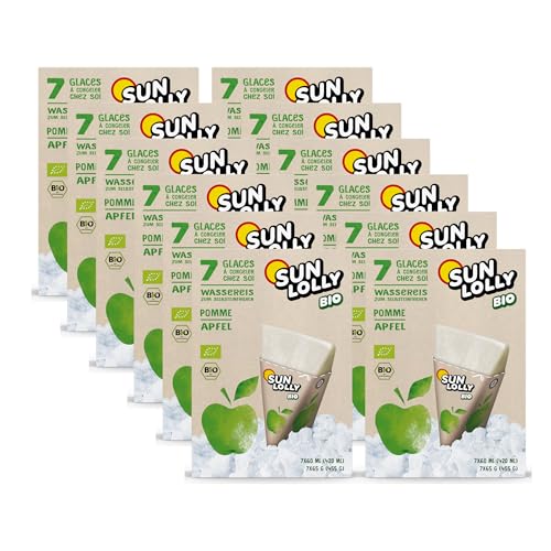 Sun Lolly Bio Wassereis Apfel 12er Vorratspack | Mit Fruchtsaft | Zum Selbsteinfrieren | Ohne künstliche Aromen | Frei von Süßungsmittel | Laktosefrei | Glutenfrei | Vegan | 12 x 420ml von Sun Lolly