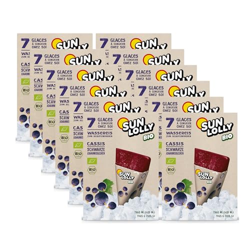 Sun Lolly Bio Wassereis Schwarze Johannisbeere 12er Vorratspack | Mit Fruchtsaft | Zum Selbsteinfrieren | Ohne künstliche Aromen | Frei von Süßungsmittel | Vegan | 12 x 420ml von Sun Lolly