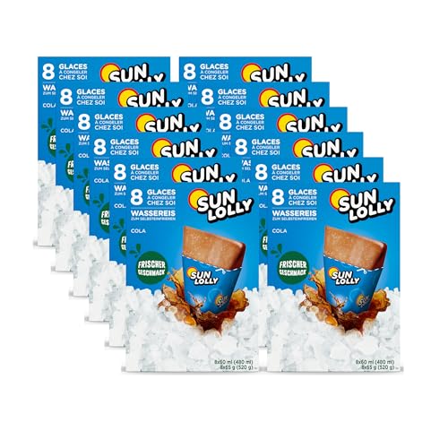 Sun Lolly Wassereis Cola 12er Vorratspack | Mit Fruchtsaft | Zum Selbsteinfrieren | Ohne künstliche Aromen | Frei von Süßungsmittel | Laktosefrei | Glutenfrei | 12 x 480ml von Sun Lolly