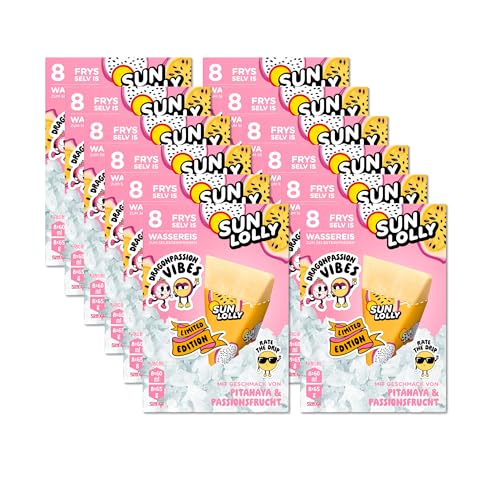 Sun Lolly Wassereis Drachenfrucht & Passionsfrucht 12 x 8 Stk | Vorratspack | Limited Edition | Mit Fruchtsaft | Ohne künstliche Aromen | 12 x 480 ml von Sun Lolly