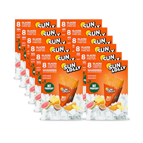 Sun Lolly Wassereis Exotisch 12er Vorratspack | Mit Fruchtsaft | Zum Selbsteinfrieren | Ohne künstliche Aromen | Frei von Süßungsmittel | Laktosefrei | Glutenfrei | 12 x 480ml von Sun Lolly