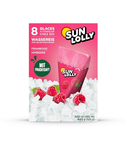 Sun Lolly Wassereis Himbeere 8 Stk | Mit Fruchtsaft | Zum Selbsteinfrieren | Ohne künstliche Aromen | Frei von Süßungsmittel | Laktosefrei | Glutenfrei | 8 x 60ml Sun Lolly Wassereis Himbeere 8 Stk | Mit Fruchtsaft | Zum Selbsteinfrieren | Ohne künstliche Aromen | Frei von Süßungsmittel | Laktosefrei | Glutenfrei | 8 x 60ml von Sun Lolly