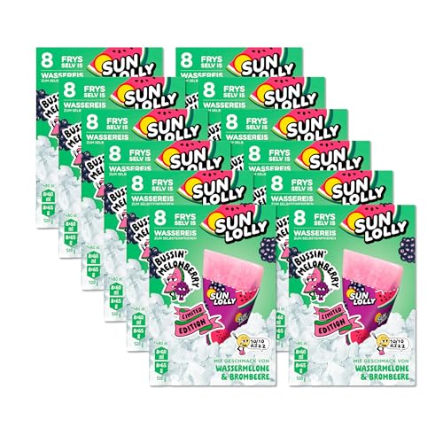 Sun Lolly Wassereis Wassermelone & Brombeere 12 x 8 Stk | Vorratspack | Limited Edition | Mit Fruchtsaft | Zum Selbsteinfrieren | Ohne künstliche Aromen | 12x 480 ml von Sun Lolly