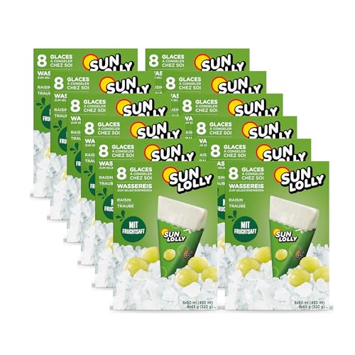 Sun Lolly Wassereis Weintraube 12er Vorratspack | Mit Fruchtsaft | Zum Selbsteinfrieren | Ohne künstliche Aromen | Frei von Süßungsmittel | Laktosefrei | Glutenfrei | 12 x 480ml von Sun Lolly