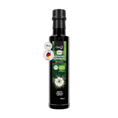 Sunnah Shop® Bio Schwarzkümmelöl ungefiltert kaltgepresst 100ml - Black Seed Oil Organic - 100% rein aus ägyptischen Nigella Sativa von Sunnah Shop