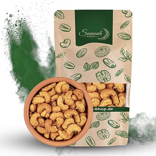 Sunnah Shop® Cashewkerne Pikant | cashewkerne geröstet und gesalzen mit Chili | Ideal als Snacks für zwischendurch, als studentenfutter, oder als würzige Zutat in zahlreichen Gerichten. (500g) von Sunnah Shop