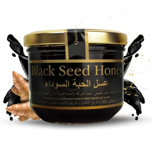 Hochwertiger Schwarzkümmel Honig | 100% natürlicher Rohhonig mit Schwarzkümmel | Natürlicher Schwarzkümmel Berghonig ohne Zuckerzusatz (300g) von Sunnah Shop