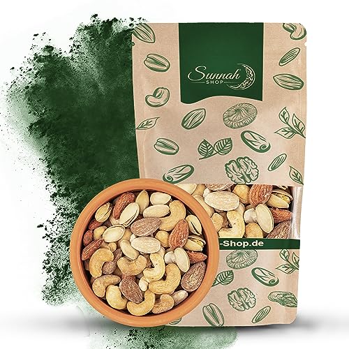 Sunnah Shop® Premium Nussmischung | Geröstet und Gesalzen mit Cashewkerne, Mandeln und Pistazienkerne | Vegan Protein Nüsse | Nussmix 100% natürliche Zutaten (500g) von Sunnah Shop