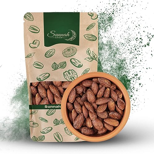 Sunnah Shop® Rauchmandeln 1KG BBQ geröstet & Geräuchert & gesalzen | Knackige Mandeln mit herzhaftem Raucharoma | vegan protein | Rauchmandeln geröstet gesalzene Mandel von Sunnah Shop