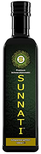 Sunnati® PREMIUM Schwarzkümmelöl Gefiltert 1000ml - Kaltgepresst, 100% rein, ägyptisch, vegan, frisch gepresst von Sunnati