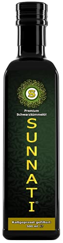 Sunnati® PREMIUM Schwarzkümmelöl Gefiltert 500ml - Kaltgepresst, 100% rein, ägyptisch, vegan, frisch gepresst von Sunnati