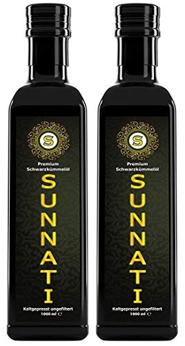 Sunnati® Schwarzkümmelöl Ungefiltert, kaltgepresst, 100% rein 2x1000ml (2L) von Sunnati