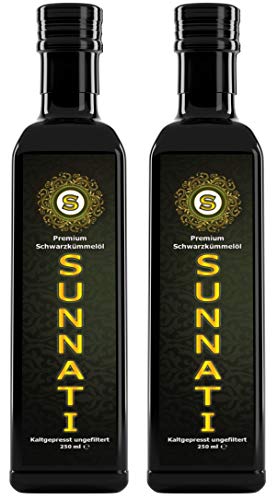 Sunnati® Ägyptisches Schwarzkümmelöl Ungefiltert, kaltgepresst, 100% rein 2x250ml (500ml) von Sunnati