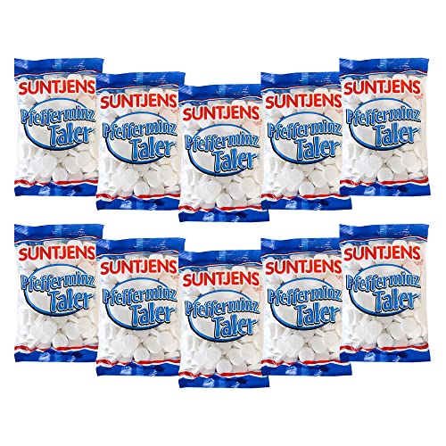 10 x Suntjens Pfefferminztaler - Pastillen mit Pfefferminzgeschmack à 310 g Beutel von Suntjens