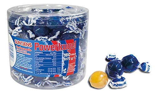 Suntjens Powerkugel Power Kugel 160 Stück in der Dose Hartbonbons mit dem Geschmack eines Energiegetränks mit Taurin (1072g) von Suntjens