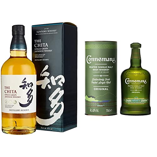 Suntory Whisky The Chita | Single Grain Japanischer Whisky | 43% Vol | 700ml Einzelflasche + Connemara Original | getorfter Single Malt Irish Whiskey | 40% Vol | 700ml Einzelflasche | Bundle von Suntory Whisky