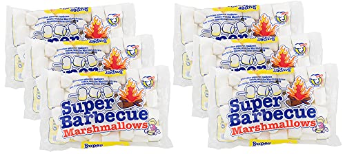 Mr. Mallo Super Barbecue Marshmallows | Schaumzucker-Ware | Mäusespeck | insgesamt softe Süßigkeit für Barbecue, Lagerfeuer oder zum Grillen (6x 300 g) von Super Barbecue