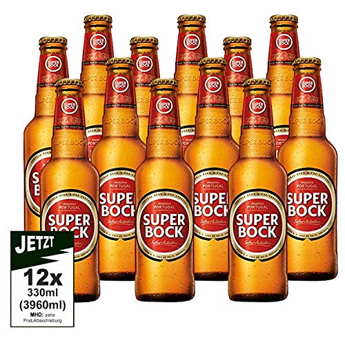 Super Bock Cerveja 5.2% Vol. 12er Pack 3960ml - Kult Bier aus Portugal, Lager, Pils von Super Bock