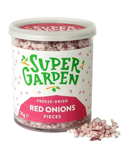 Gefriergetrocknete rote Zwiebel – gefriergetrocknetes Gemüse – reine und köstliche rote Zwiebel – ohne Konservierungsstoffe oder Zuckerzusatz – vegane rote Zwiebel-Snacks von Super Garden (25 g) von Supergarden