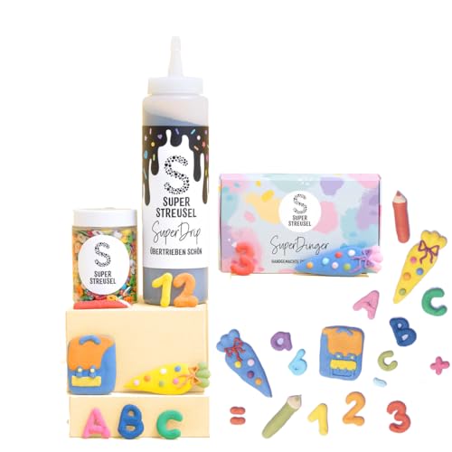 Super Streusel EinschulungsSet - Backdeko für die Einschulung | Streusel, Zuckerfiguren, Drip im Vorteilsset | Kuchen Deko Essbar Einschulung Super Streusel EinschulungsSet - Backdeko für die Einschulung | Streusel, Zuckerfiguren, Drip im Vorteilsset | Kuchen Deko Essbar Einschulung von Super Streusel