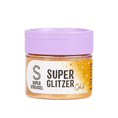 Super Streusel Super Glitzer Puder Gold | Essbarer Glitzer für Getränke, Kuchen, Torten Glitzer essbar | Goldpuder Essbar Goldpulver Essbar Glitzerpuder Essbar Gold Glitzer essbar Gold Puder essbar von Super Streusel