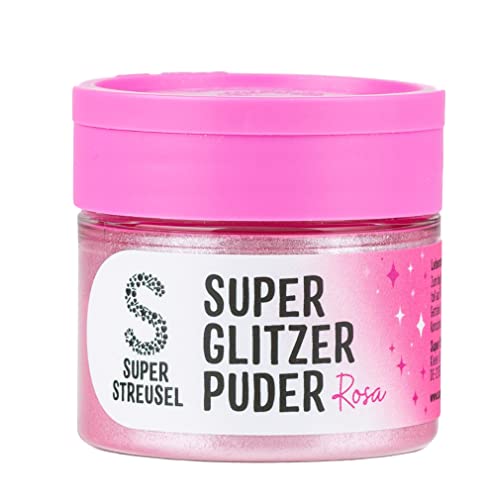 Super Streusel SuperGlitzerPuder Rosa | Essbarer Glitzer für Getränke, Kuchen, Torten Glitzer | Glitzerpulver Rosa | Rosa Pulver | Rosa Glitter Pink Glitzerstaub von Super Streusel