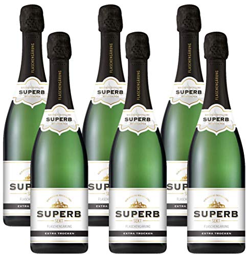 Superb Sekt Extra Trocken aus traditoneller Flaschengärung (6 x 0.75 l) von Superb