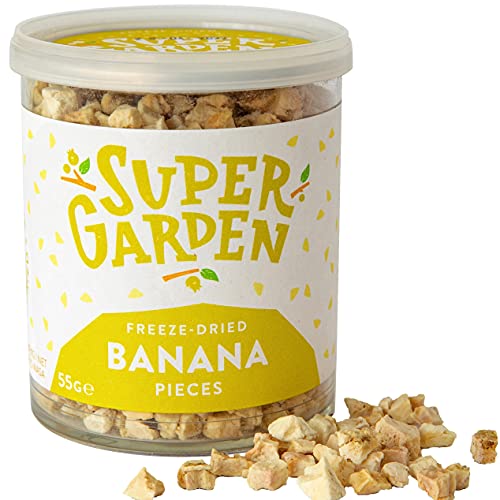 Gefriergetrocknete Bananenstückchen - Gefriergetrocknete Früchte - Geschmackvolle, Nahrhafte Gefriergetrocknete Bananen - Ohne Zuckerzusatz - Getrocknete Beeren Vegane Snacks Von Super Garden (55g) von Supergarden