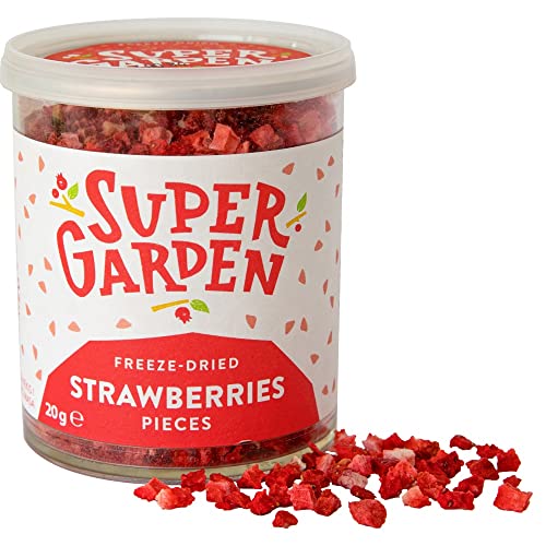 Gefriergetrocknete Erdbeerstückchen - Leckere & 100% Reine Gefriergetrocknete Früchte - Ohne Zuckerzusatz - Vegane Snacks Von Super Garden (32g) von Supergarden