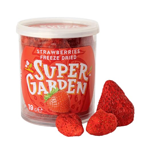Super Garden Gefriergetrocknete Erdbeeren | Leckere & 100% Reine Gefriergetrocknete Früchte | Ganze Getrocknete Erdbeeren Für Gesunde Snacks oder zum Backen | Freeze Dried Strawberries 19g von Supergarden