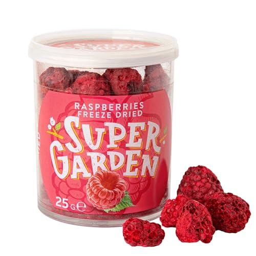 Super Garden Gefriergetrocknete Himbeeren | 100% Natürliche Gefriergetrocknete Früchte | Getrocknete Himbeeren - Ohne Zucker | Leckere und Knackige Gefriergetrocknete Beeren | Dried Raspberry | 25g von Supergarden