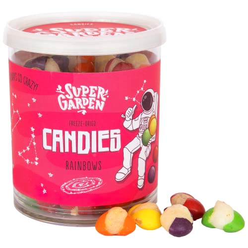 Gefriergetrocknete Regenbogenbonbons - Gefriergetrocknete Süßigkeiten - Leckeres Astronautenfutter, gefriergetrocknetes Essen, Campingfutter und gefriergetrocknete Supergarten-Süßigkeiten (120 g) von Supergarden