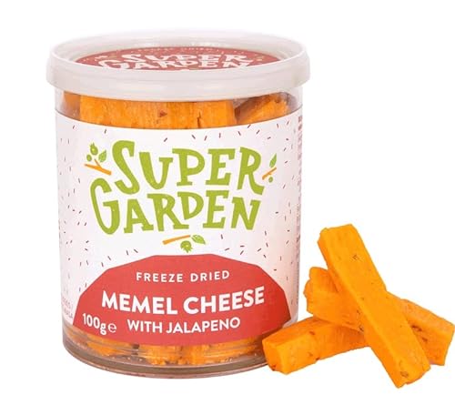 Gefriergetrockneter Memelkäse mit Jalapeno - Geschmackvolle & leckere Käsesnacks - Gefriergetrocknete Lebensmittel, Keto Snacks von Super Garden (100g) von Supergarden