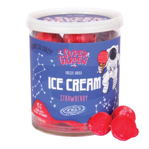 Super Garden Gefriergetrocknetes Erdbeereis | Knusprige und Cremige Gefriergetrocknete Süßigkeit - Eiscreme | Amerikanische Süßigkeiten | Leckeres Gefriergetrocknetes Essen | Freeze Dried Candy | 45g von Supergarden