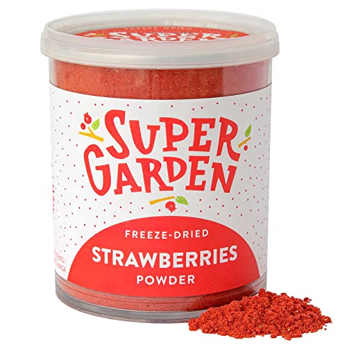 Gefriergetrocknetes Erdbeerpulver – Geschmackvolle, 100% natürliche gefriergetrocknete Erdbeeren – Fruchtpulver für Smoothies, Desserts & Mehr – Snack Ohne Zuckerzusatz – von Super Garden (120 g) von Supergarden