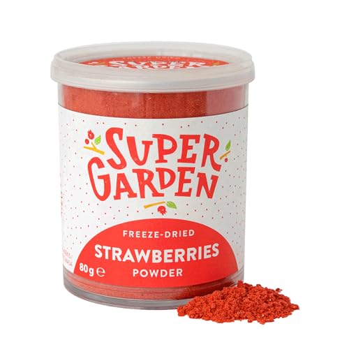 Super Garden Gefriergetrocknete Erdbeeren | 100% Natürliches Gefriergetrocknetes Erdbeerpulver | Gefriergetrocknete Früchte | Getrocknete Erdbeeren Pulver Für Smoothies & Desserts - Ohne Zucker | 120g von Supergarden