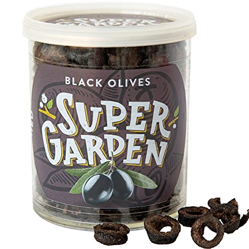 Super Garden Gefriergetrocknete Schwarze Oliven | 100% Natürliches Gemüse | Nahrhaftes Veganes Lebensmittel | Essen für Unterwegs | Glutenfreier Snack | 35g von Supergarden
