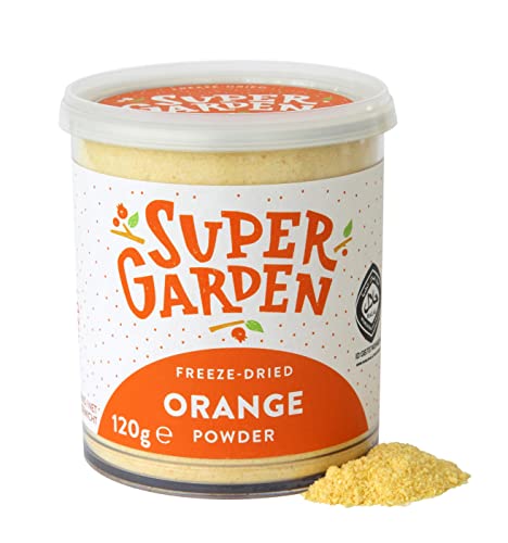 Gefriergetrocknetes Orangenpulver – Aromatische 100% natürliche gefriergetrocknete Orange – Fruchtpulver für Smoothies, Desserts & mehr – ohne Zuckerzusatz – von Super Garden (120g) von Supergarden