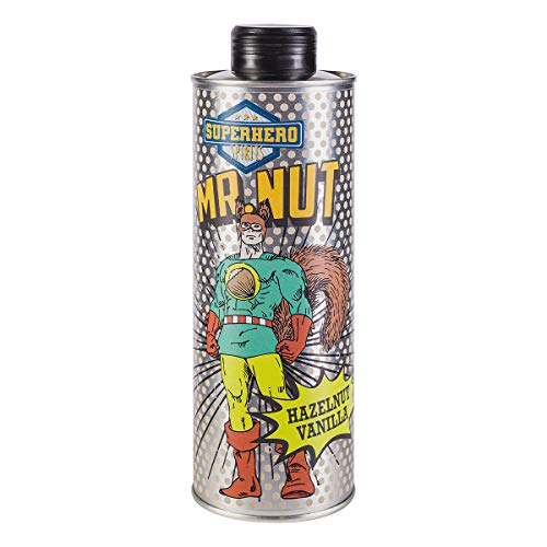 Superhero Spirits Mr. Nut - Haselnuss-Likör mit sanfter Vanille I 500ml I 20% vol. I Nusslikör Macadamia I stylische Metall Dose von Superhero Spirits