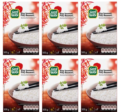 6x Suzi Wan Riso Basmati Langer Dünner Reis Basmatireis in 10 Minuten Fertig 500g Packung von Suzi Wan