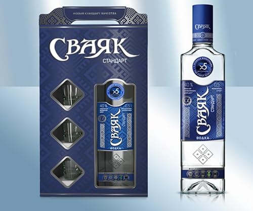 Wodka Svayak Geschenkset mit 3 Gläser 40%, 500ml von Svayak