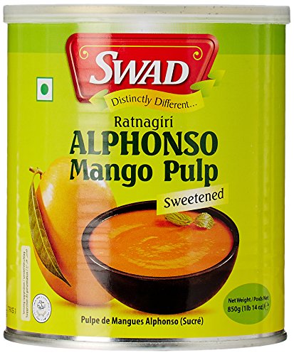 Swad Alphonso Mango Pulp 850 g, sweetened, Mangopürre gesüßt von Swad