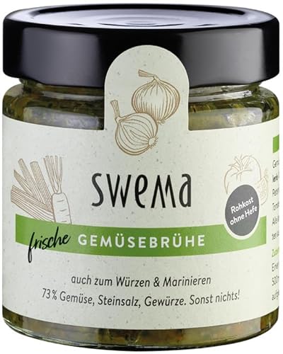SweMa Bio Frische Gemüsebrühe klassisch für 8 Liter - 73% Gemüse, Steinsalz, Gewürze (2 x 210 gr) von SweMa