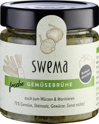 SweMa Bio Frische Gemüsebrühe klassisch für 8 Liter - 73% Gemüse, Steinsalz, Gewürze (2 x 210 gr) von SweMa